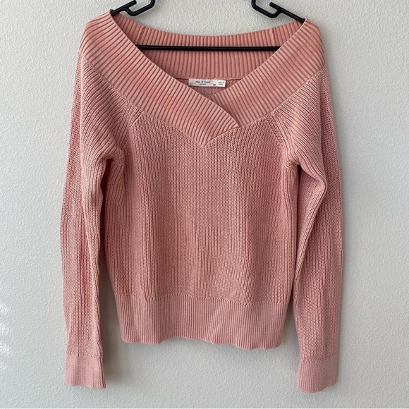 rag & bone | Women's Dawn Off The Shoulder Long Sleeve Sweater Size Medium Pink - Picture 4 of 8